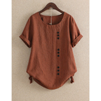 Women's Cotton Button Blouse – Relaxed Short-Sleeve Summer