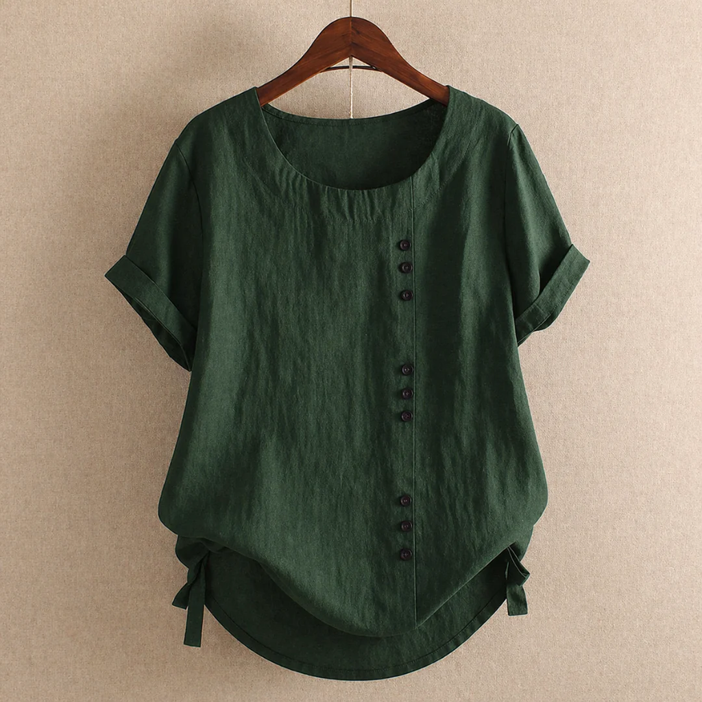 Women's Cotton Button Blouse – Relaxed Short-Sleeve Summer