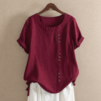 Women's Cotton Button Blouse – Relaxed Short-Sleeve Summer