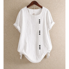 Women's Cotton Button Blouse – Relaxed Short-Sleeve Summer