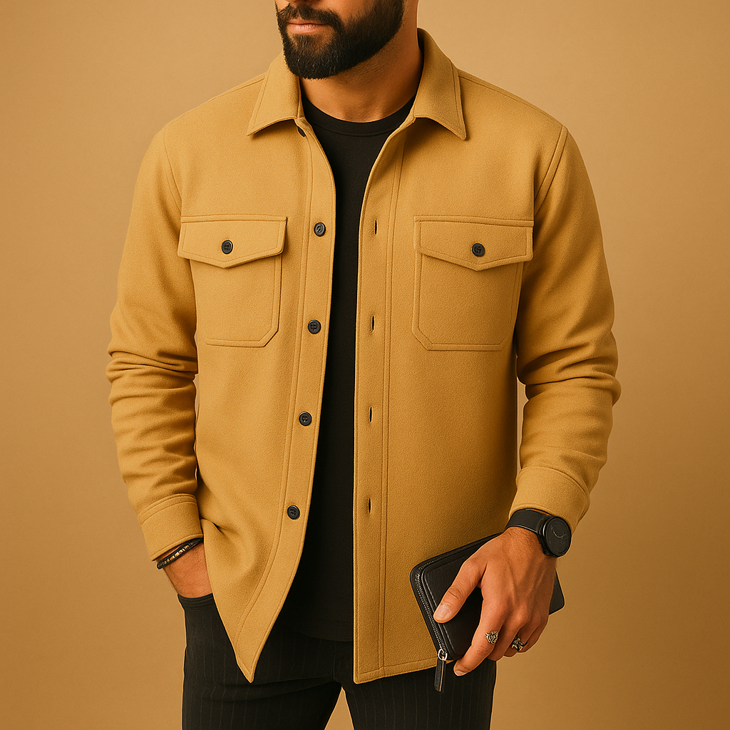 Men's Long-Sleeve Flannel Button-Up for Fall and Winter - Brown