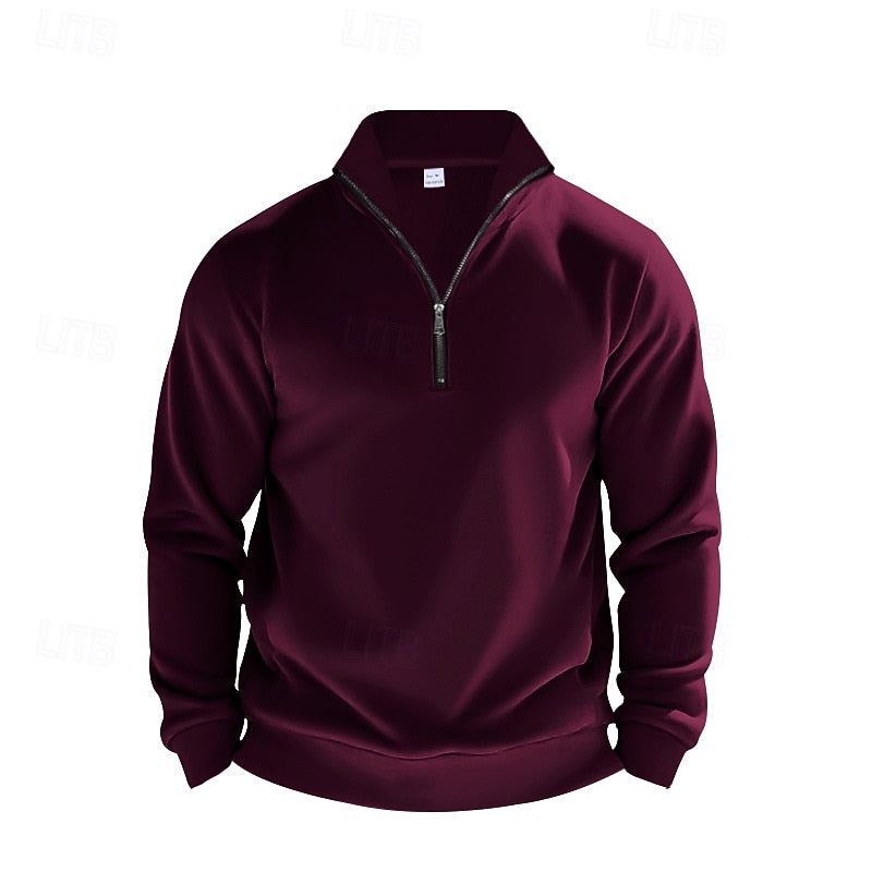 Women's Plain Relaxed Zip Neck Everyday Pullover