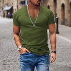 Men's Fitted V Neck T Shirt Deep Neckline Summer