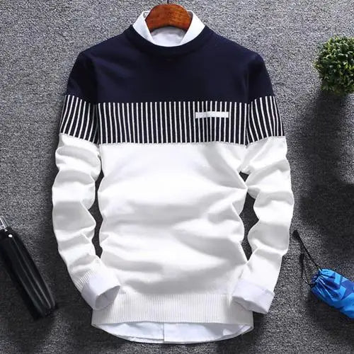 Men's Printed Crew Neck Sweater Regular Long Sleeve Fit