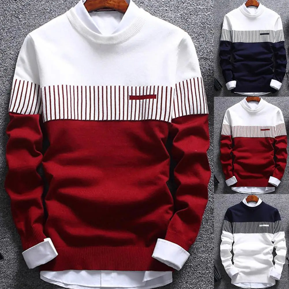Men's Printed Crew Neck Sweater Regular Long Sleeve Fit