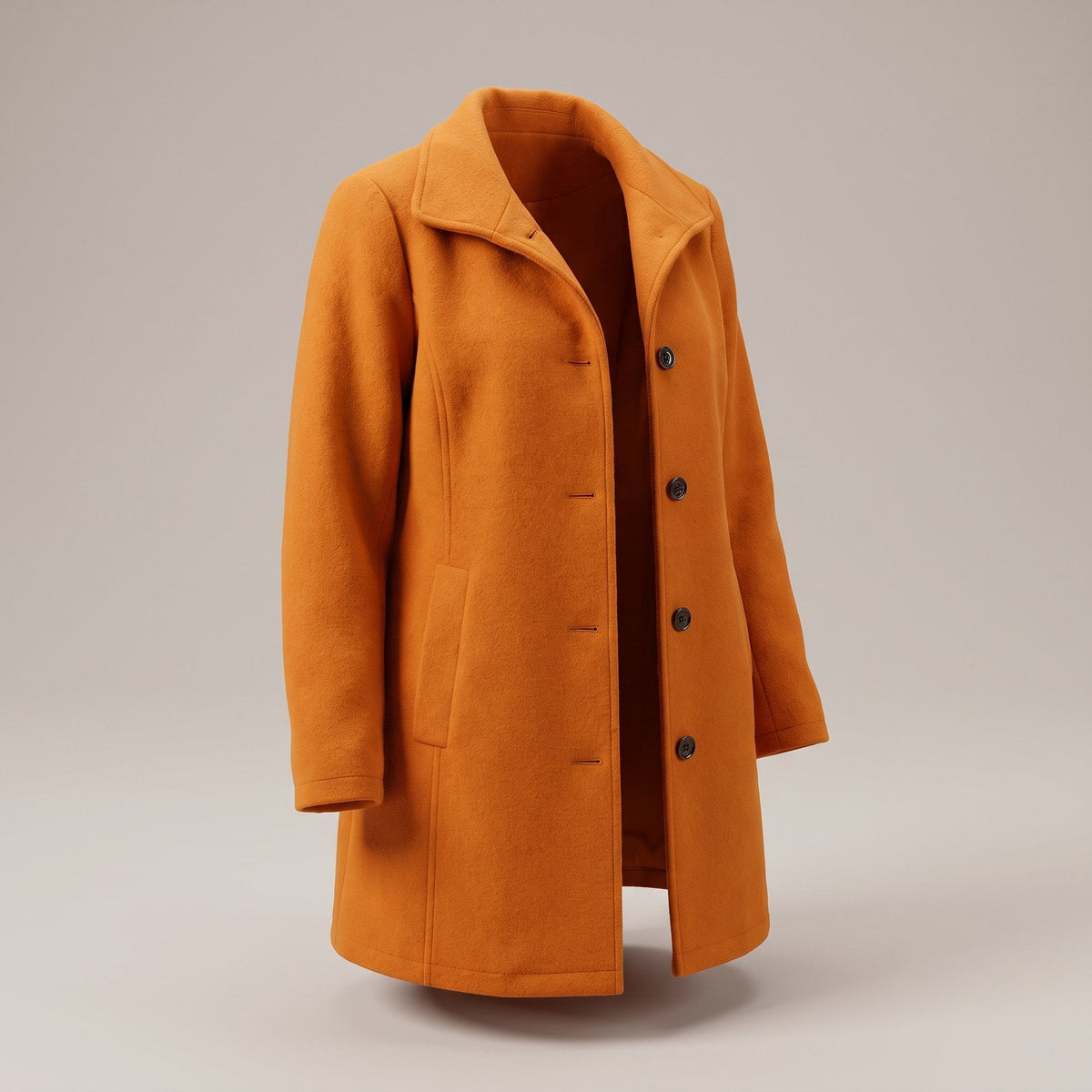 Women's Timeless Straight-Cut Wool-Style Topcoat - Orange