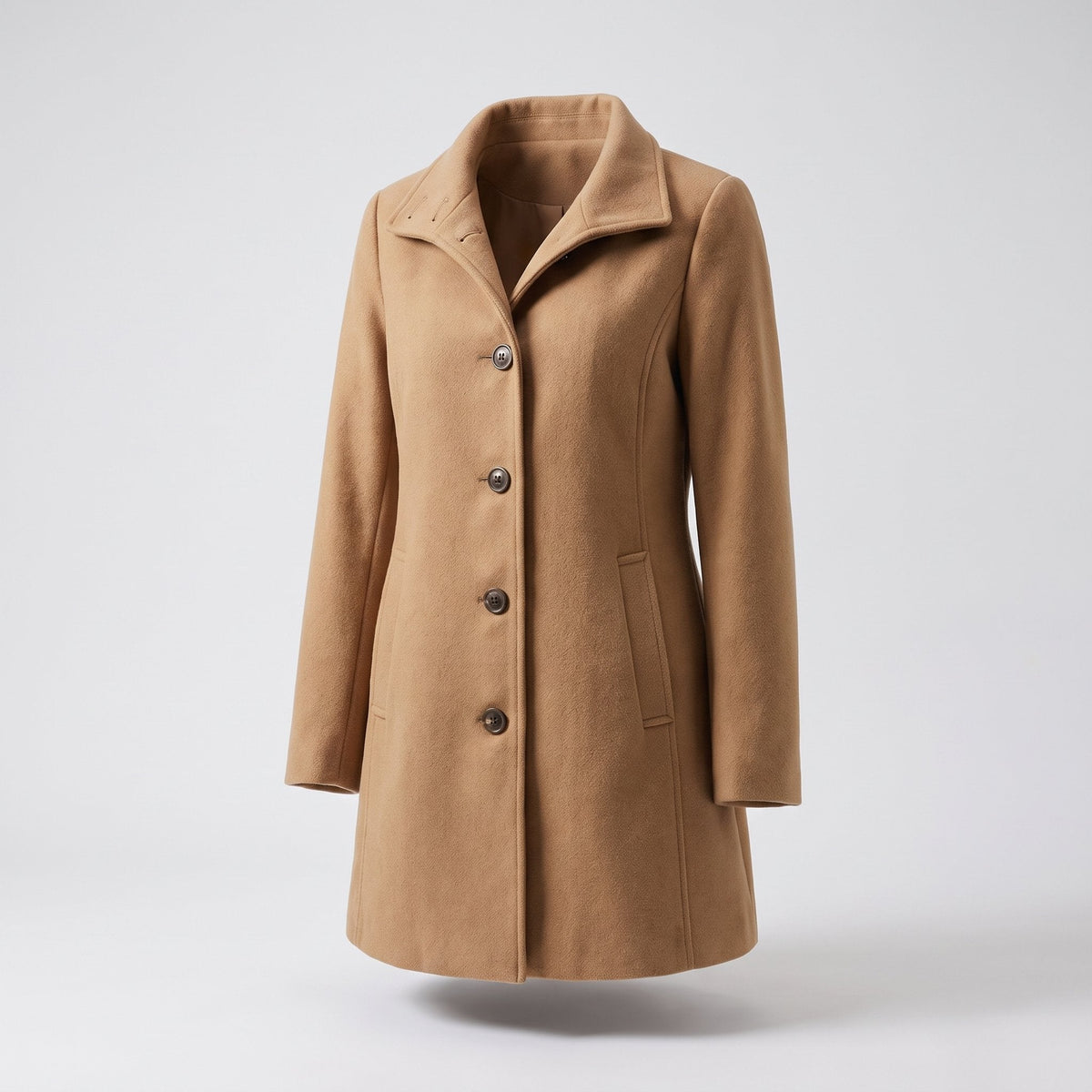 Women's Timeless Straight-Cut Wool-Style Topcoat - Brown