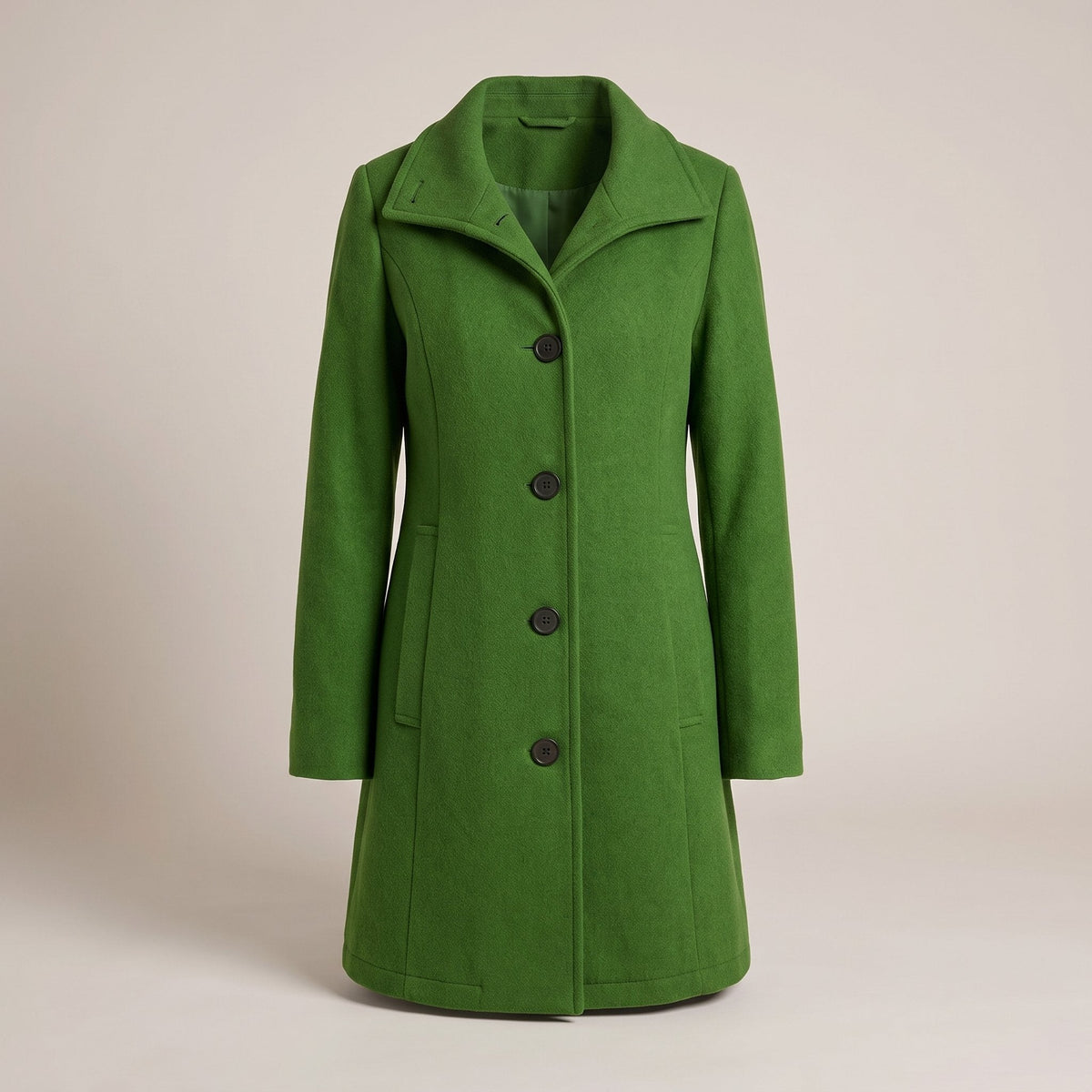 Women's Timeless Straight-Cut Wool-Style Topcoat - Green