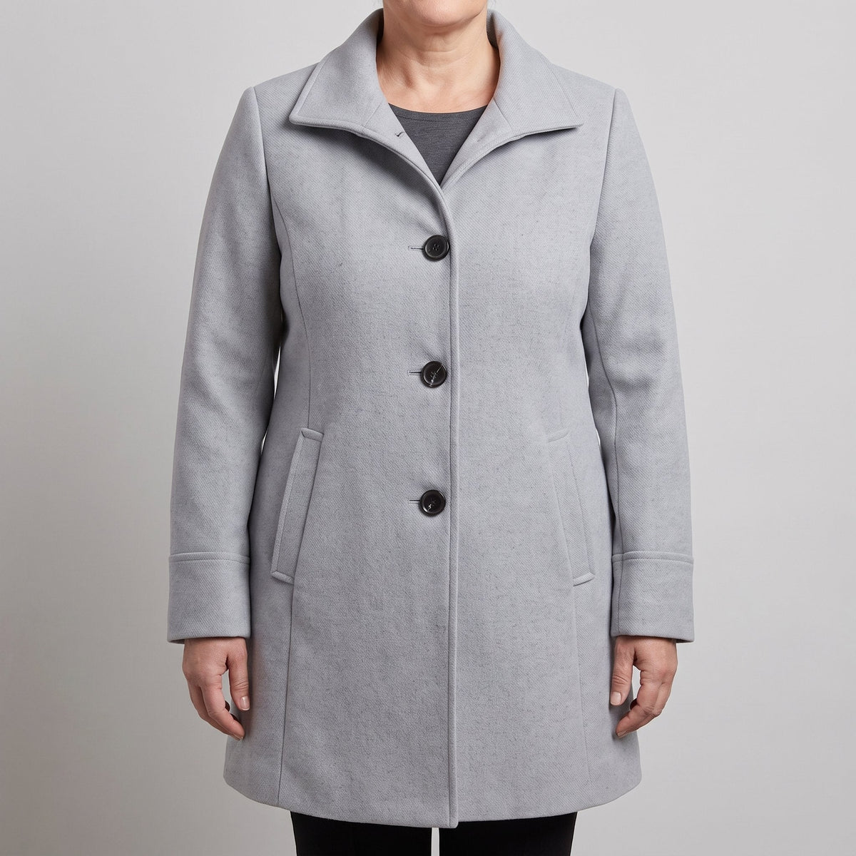 Women's Timeless Straight-Cut Wool-Style Topcoat