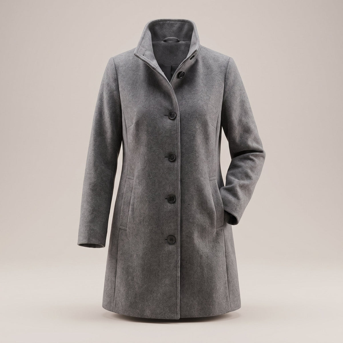 Women's Timeless Straight-Cut Wool-Style Topcoat - Gray