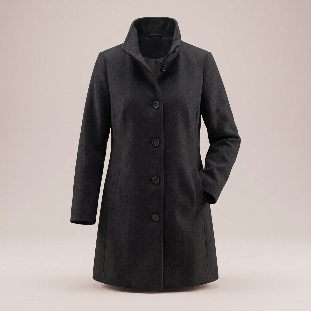 Women's Timeless Straight-Cut Wool-Style Topcoat - Black