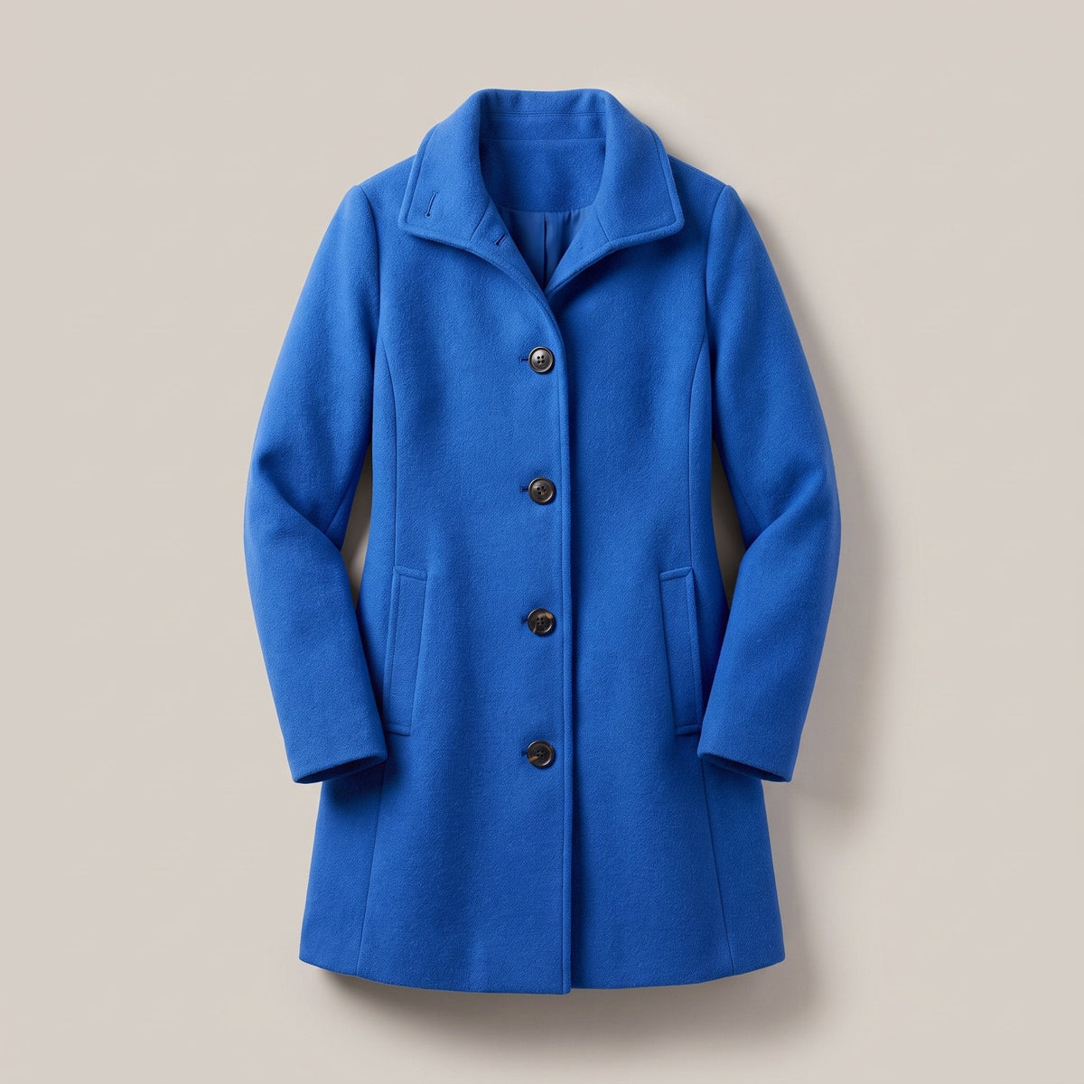 Women's Timeless Straight-Cut Wool-Style Topcoat - Blue
