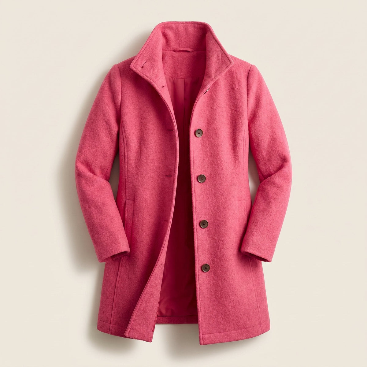 Women's Timeless Straight-Cut Wool-Style Topcoat - Pink