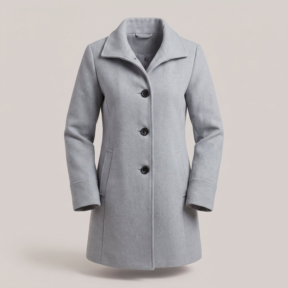Women's Timeless Straight-Cut Wool-Style Topcoat - Silver