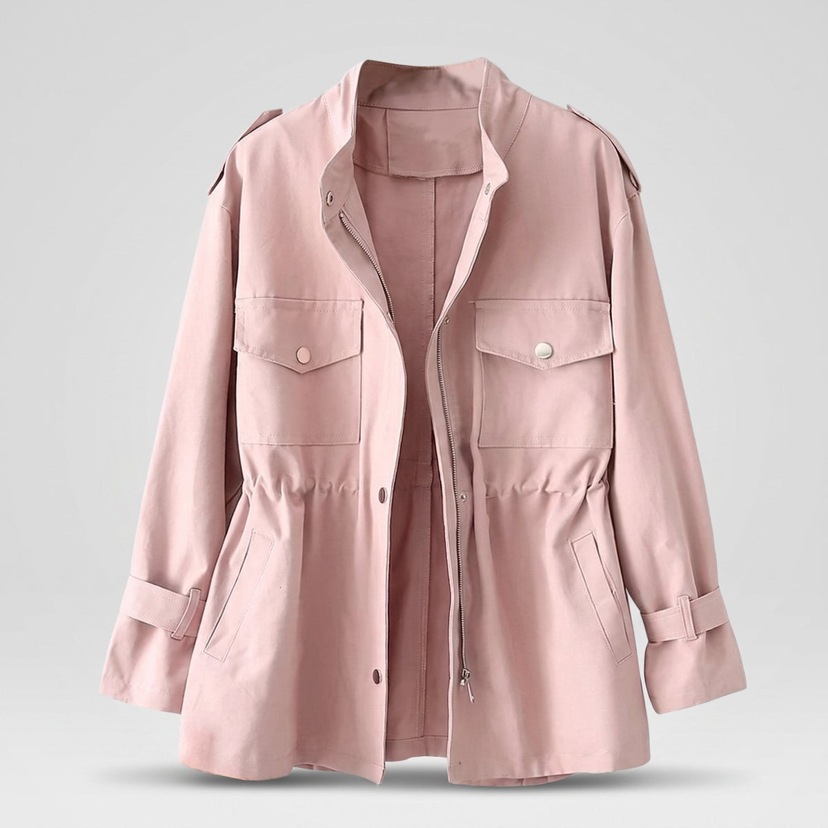 Women's Structured Belted Overcoat in Wool-Style Blend - Pink