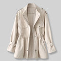 Women's Structured Belted Overcoat in Wool-Style Blend - Cream