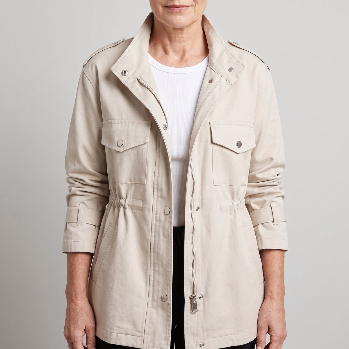 Women's Structured Belted Overcoat in Wool-Style Blend