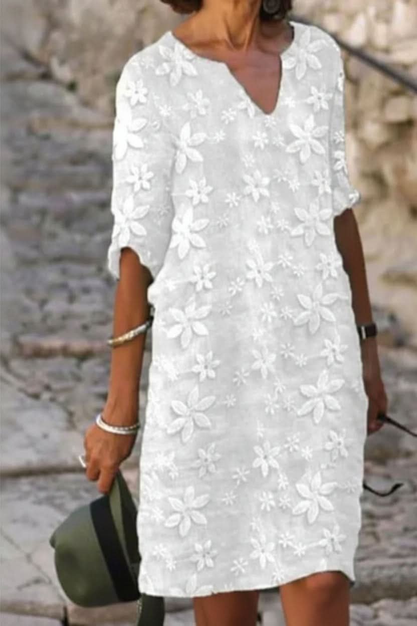 Women's Black Floral Lace V-Neck Evening Gown Midi Dress