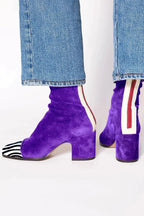 Women's Block-Heel Suede Leopard-Toe Ankle Boots