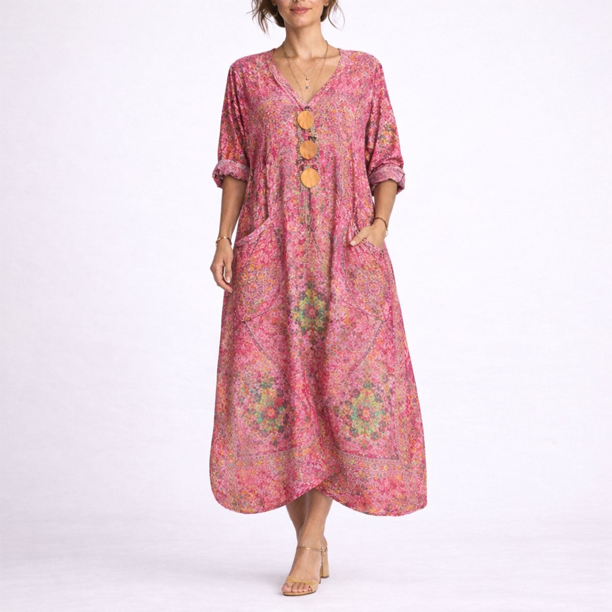 Women's Bohemian Paisley Maxi Fall Wedding Guest Dress