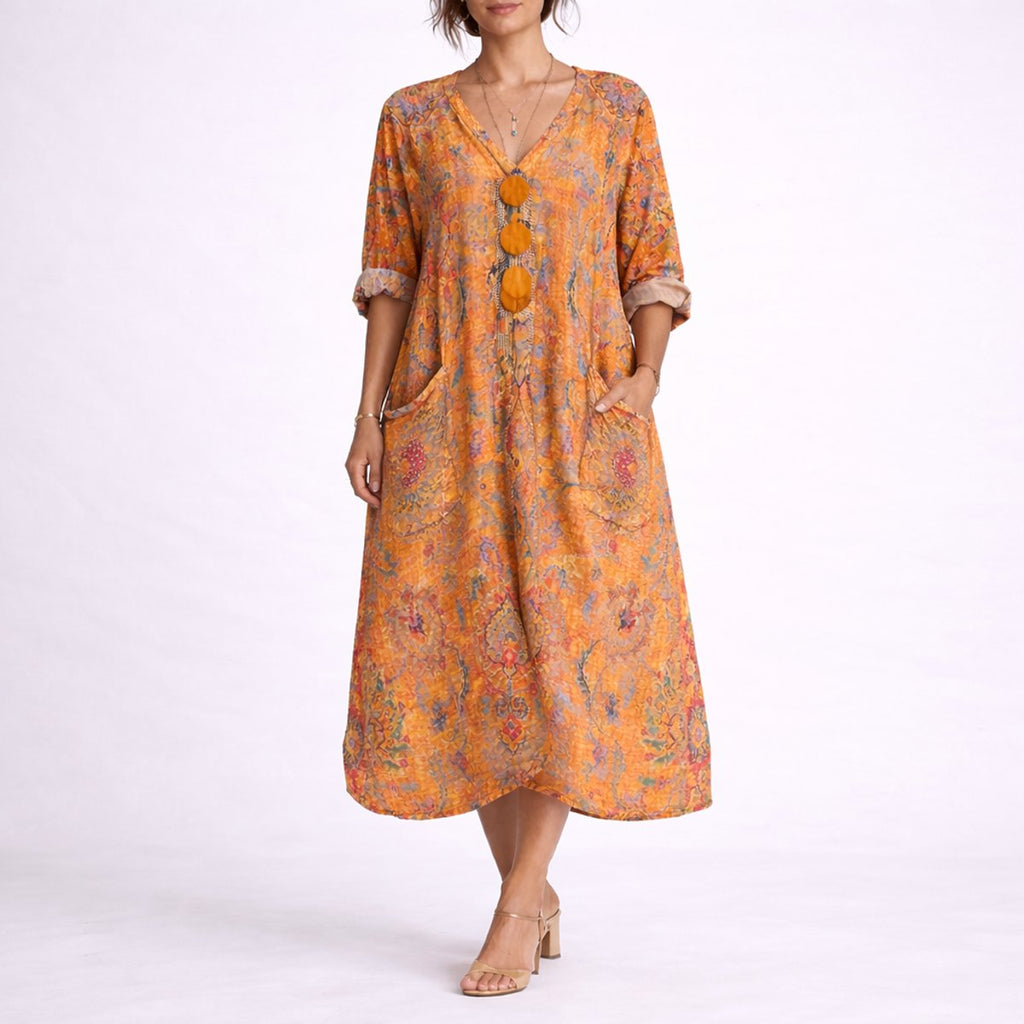Women's Bohemian Paisley Maxi Fall Wedding Guest Dress