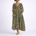 Women's Bohemian Paisley Maxi Fall Wedding Guest Dress