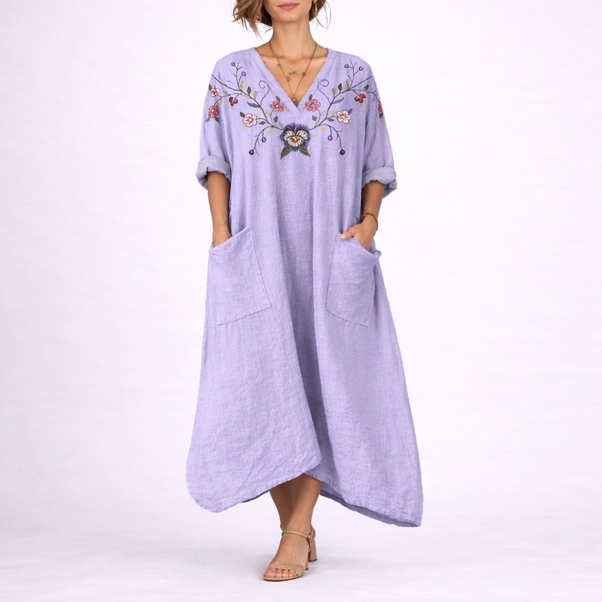 Women's Bohemian Paisley Maxi Fall Wedding Guest Dress