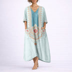 Women's Bohemian Paisley Maxi Fall Wedding Guest Dress