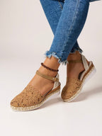 Women's Boho Crochet Ankle-Strap Espadrille Comfortable Sandals