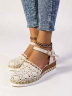 Women's Boho Crochet Ankle-Strap Espadrille Comfortable Sandals