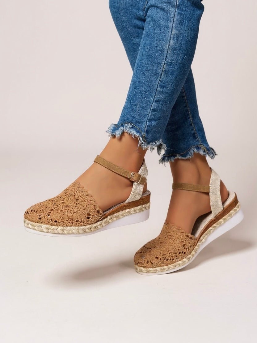 Women's Boho Crochet Ankle-Strap Espadrille Comfortable Sandals