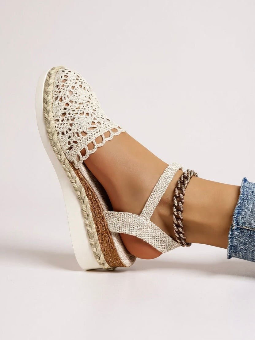 Women's Boho Crochet Ankle-Strap Espadrille Comfortable Sandals