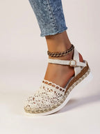 Women's Boho Crochet Ankle-Strap Espadrille Comfortable Sandals