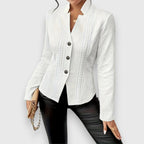 Women's Cable-Knit Mock-Neck Long-Sleeve Fitted Sweater