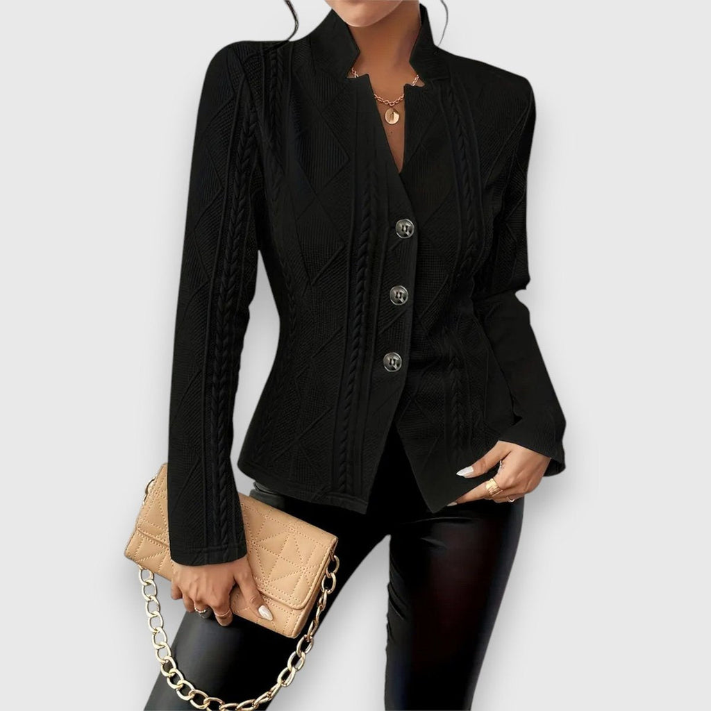 Women's Cable-Knit Mock-Neck Long-Sleeve Fitted Sweater