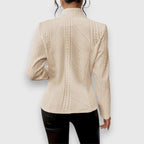 Women's Cable-Knit Mock-Neck Long-Sleeve Fitted Sweater