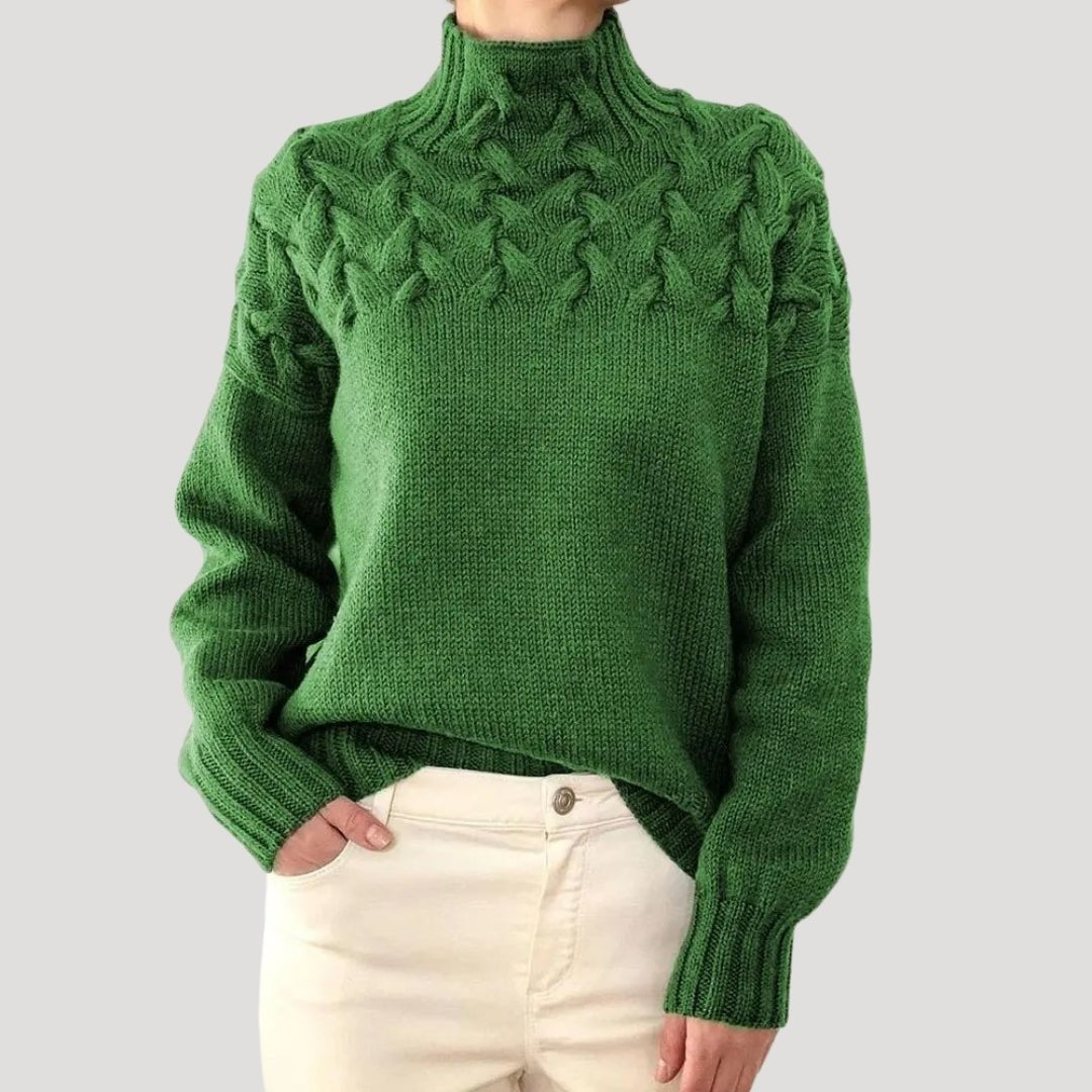 Women's Cable Knit Turtleneck Pullover Sweater