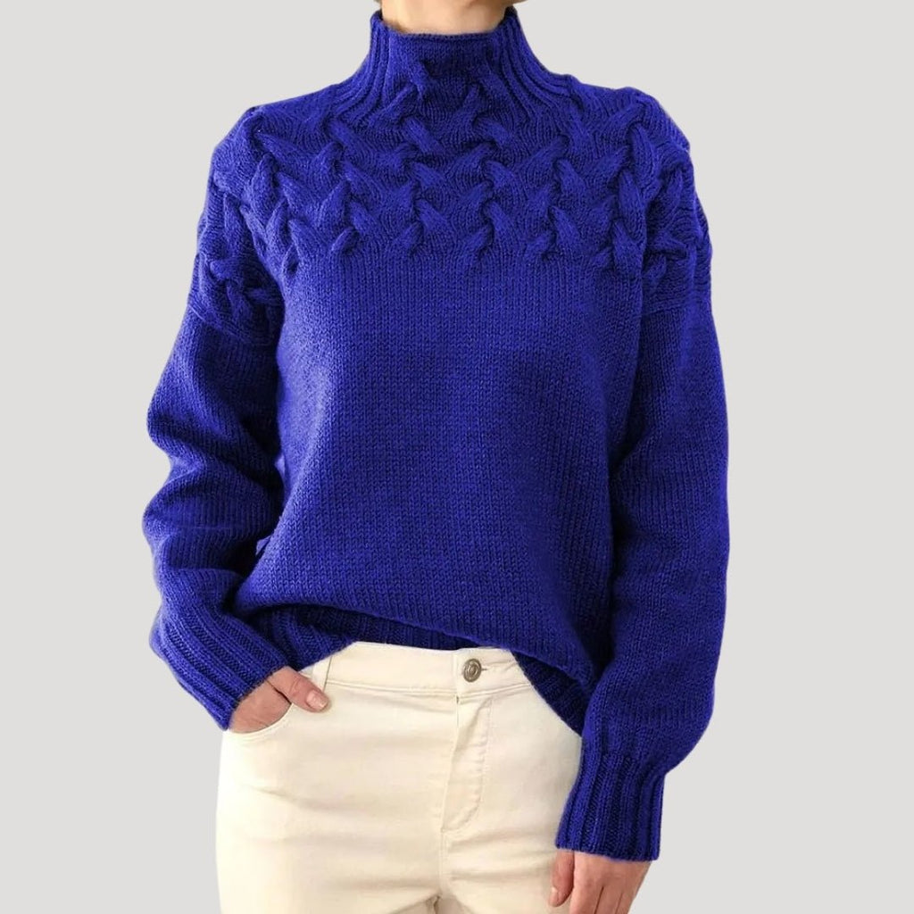 Women's Cable Knit Turtleneck Pullover Sweater