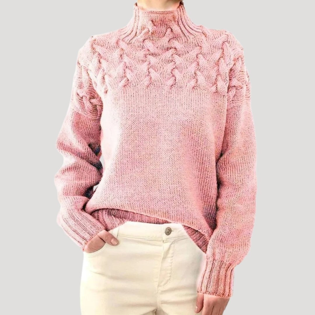 Women's Cable Knit Turtleneck Pullover Sweater