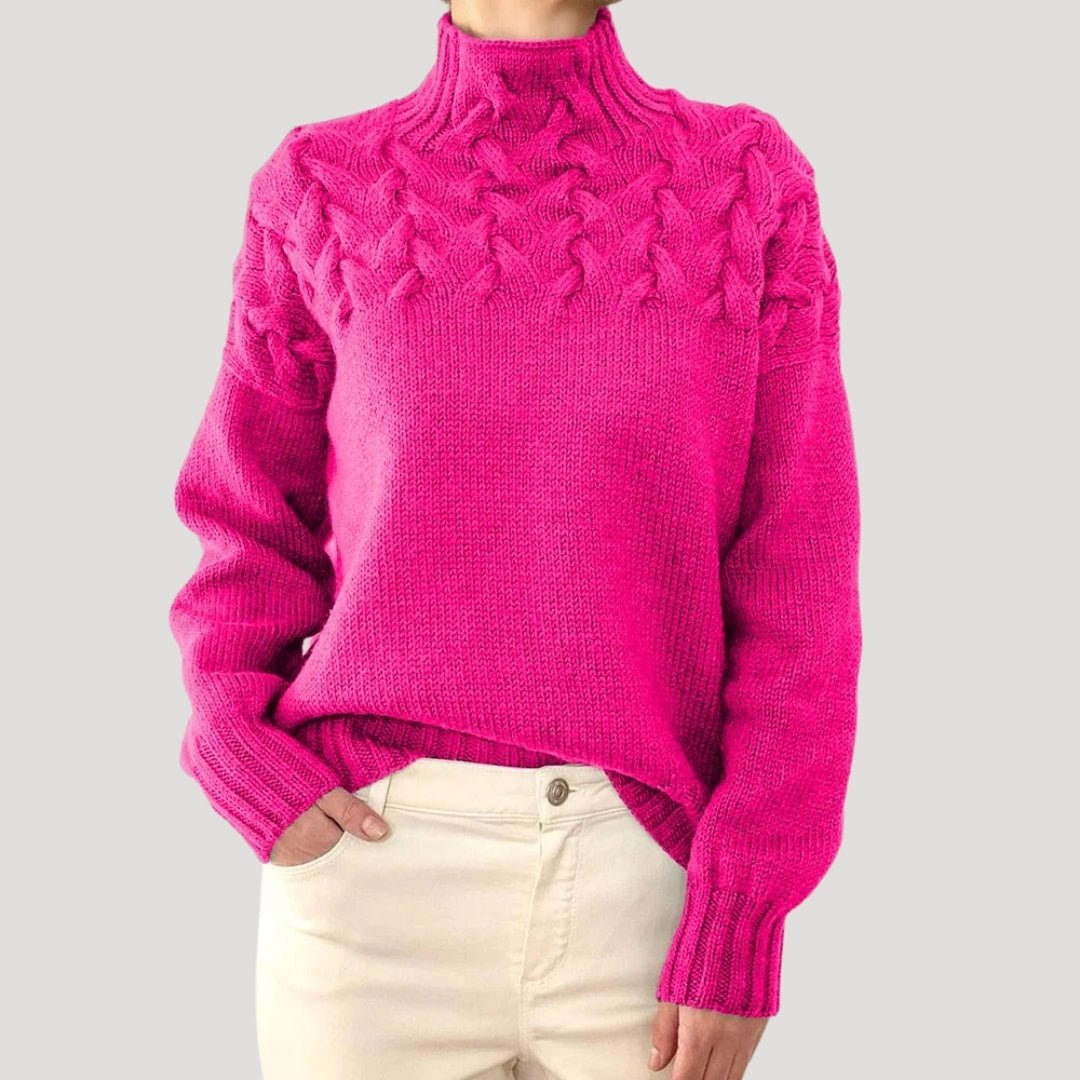 Women's Cable Knit Turtleneck Pullover Sweater