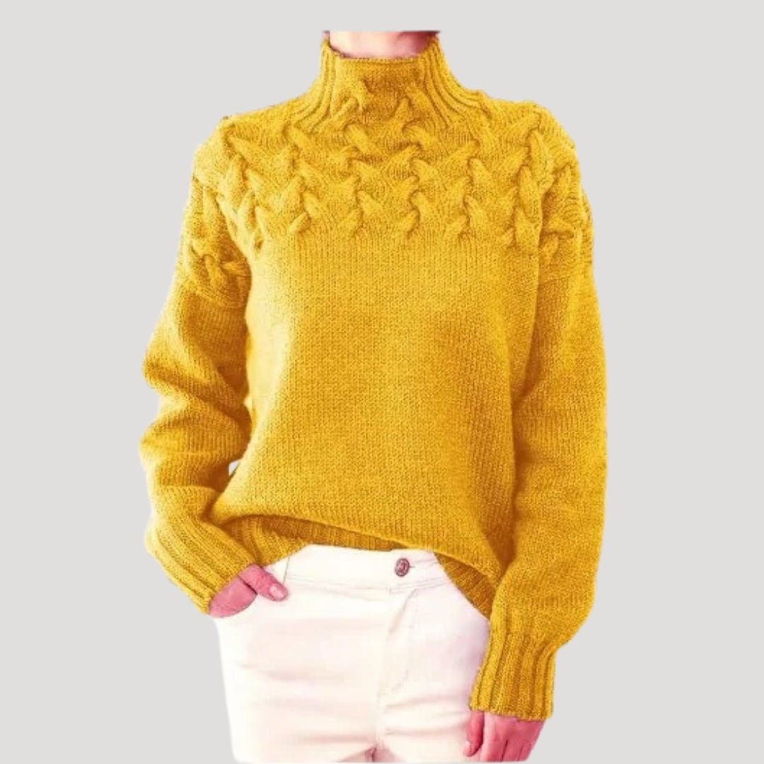 Women's Cable Knit Turtleneck Pullover Sweater