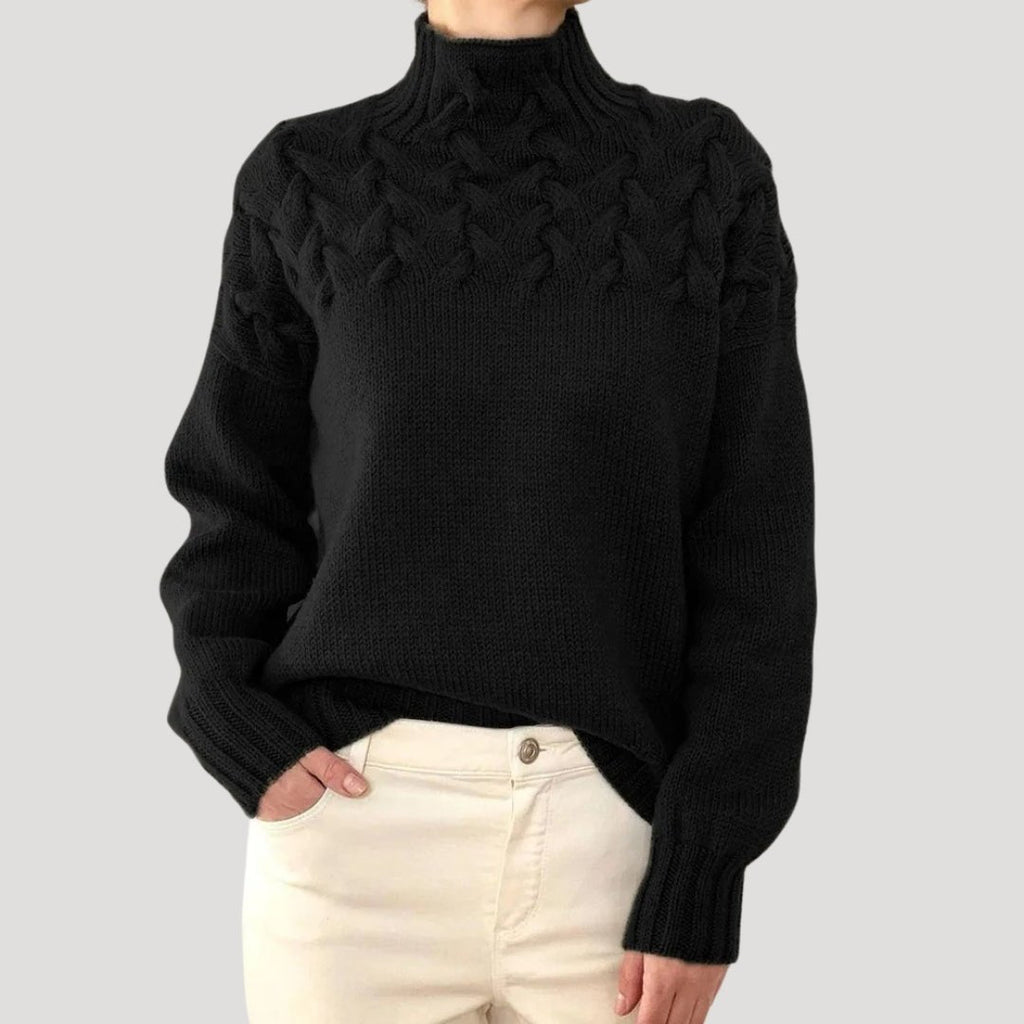 Women's Cable Knit Turtleneck Pullover Sweater