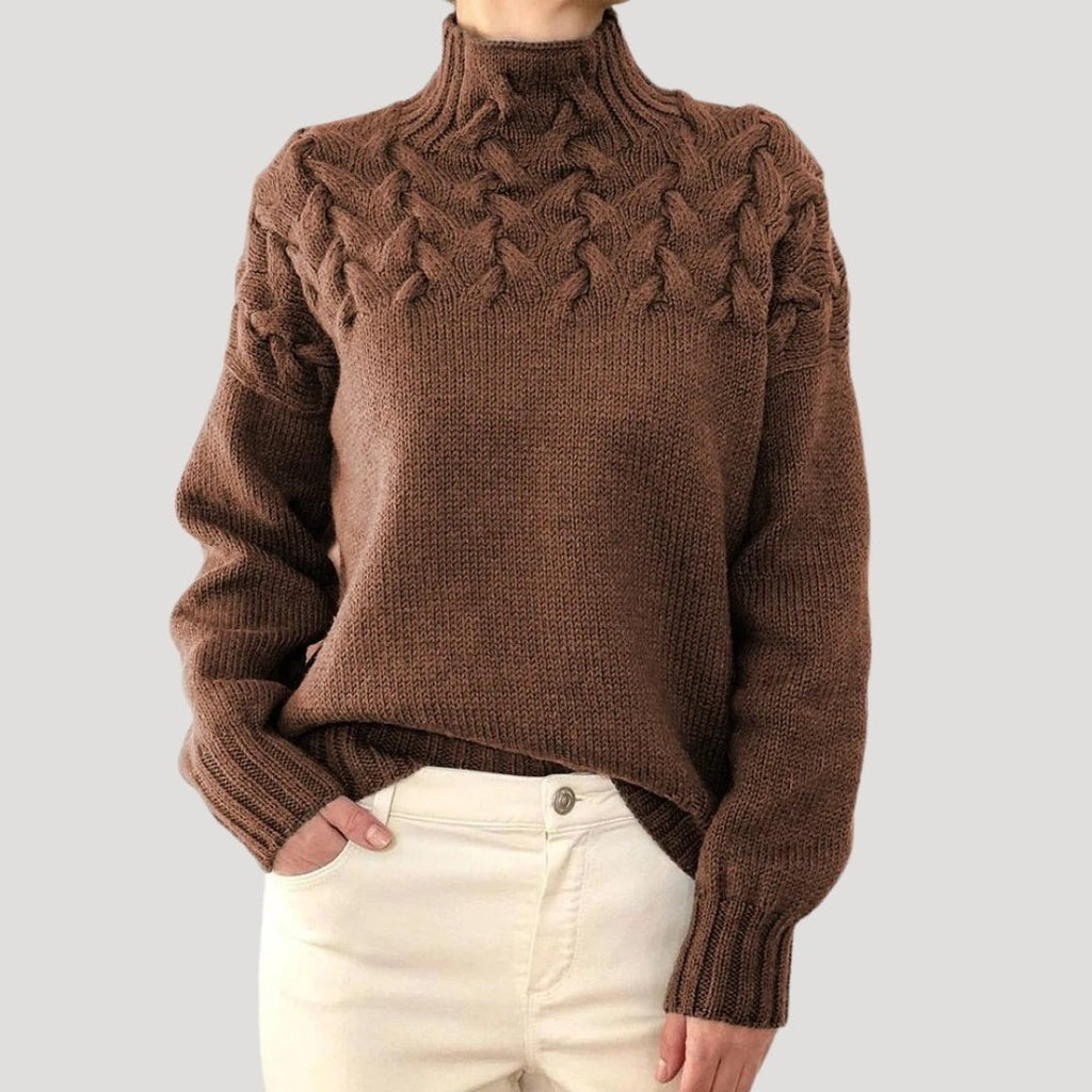 Women's Cable Knit Turtleneck Pullover Sweater