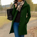 Women's Classic Mid-Length Single-Breasted Wool-Blend Coat