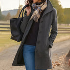 Women's Classic Mid-Length Single-Breasted Wool-Blend Coat