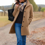 Women's Classic Mid-Length Single-Breasted Wool-Blend Coat