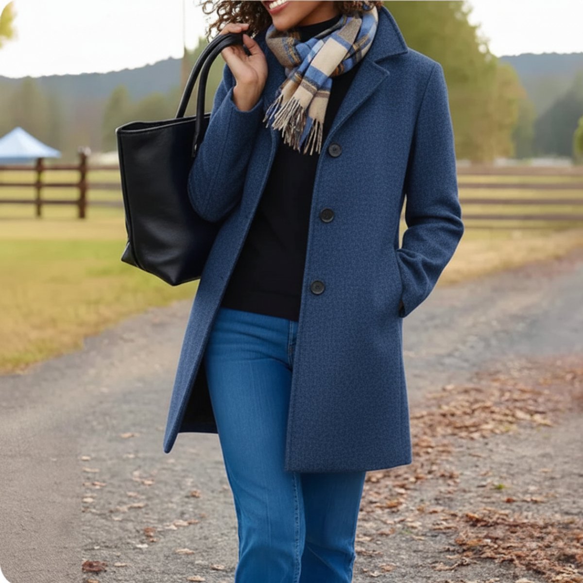 Women's Classic Mid-Length Single-Breasted Wool-Blend Coat