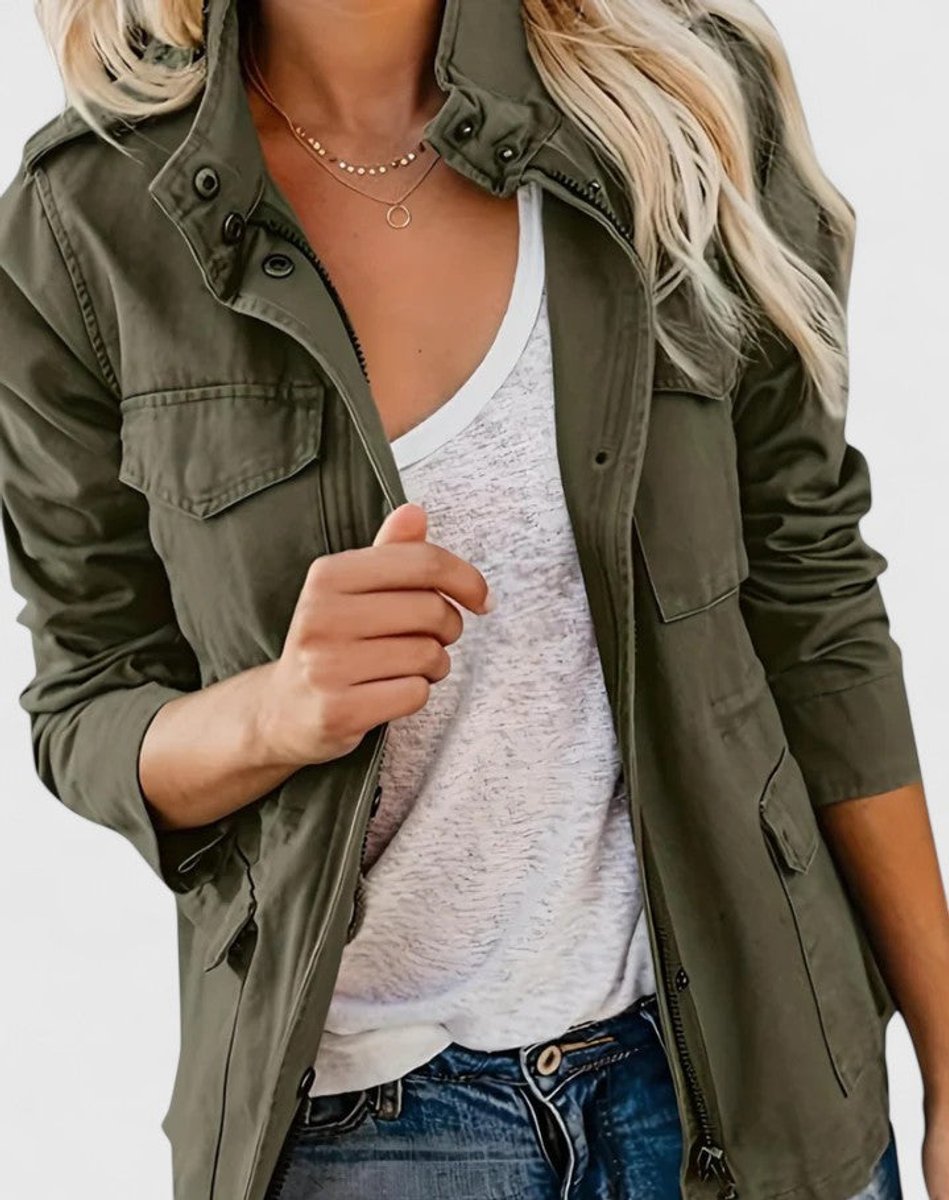 Women's Coat Lightweight Utility Jacket Drawstring Waist