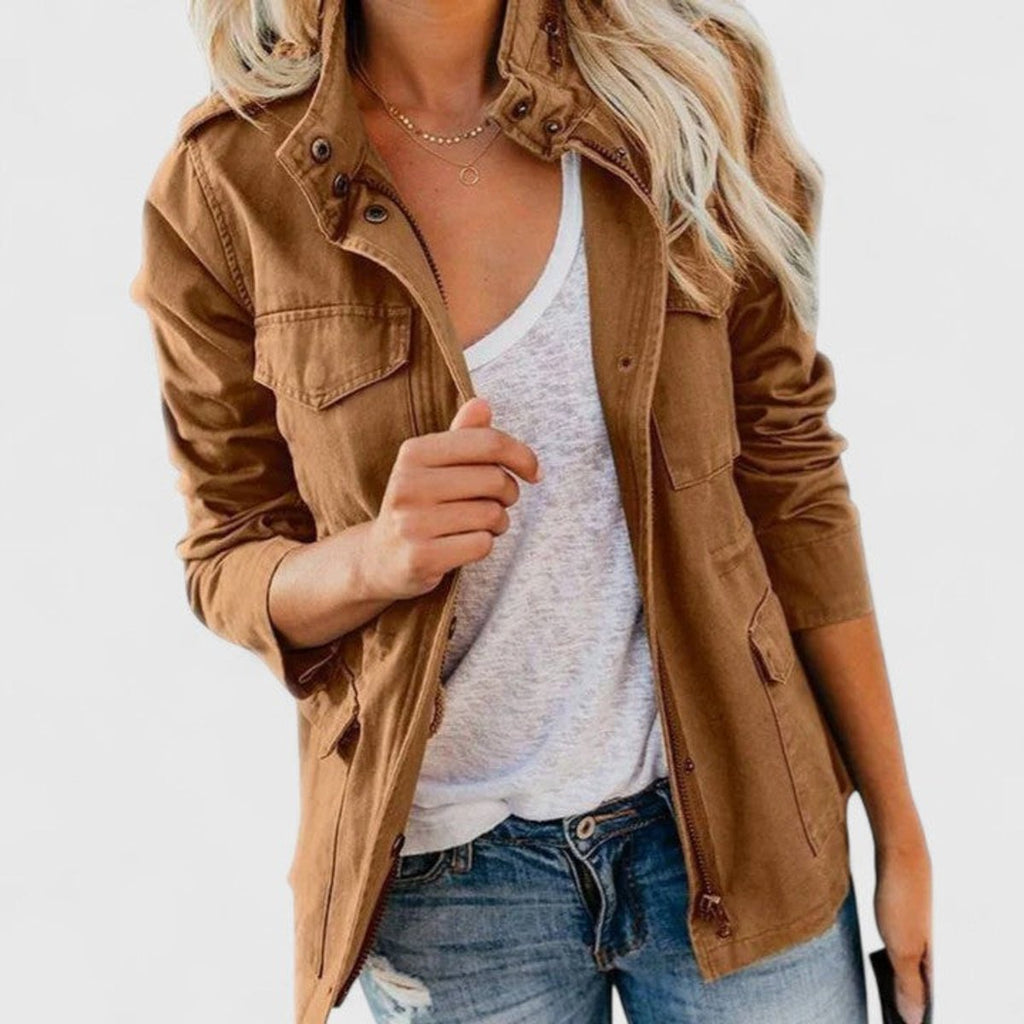 Women's Coat Lightweight Utility Jacket Drawstring Waist