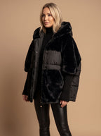 Women's Coat Oversized Faux Fur Quilted Hooded Puffer Jacket